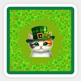 Great St. Patrick's Day design on the adorable, funny cat Sticker